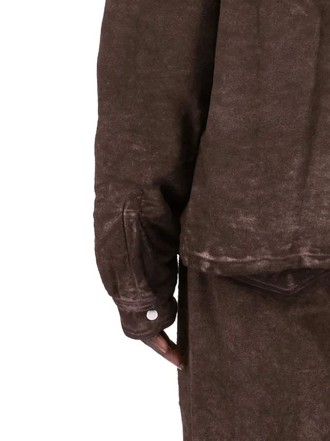 DRKSHDW FW25 CONCORDIANS CONCEALED ZIPFRONT JKT IN DRKDUST GEBORSTELD KATOEN. DU02E7775BMO-78 DRKSHDW FW25 CONCORDIANS CONCEALED ZIPFRONT JKT IN DRKDUST GEBORSTELD KATOEN. DU02E7775BMO-78