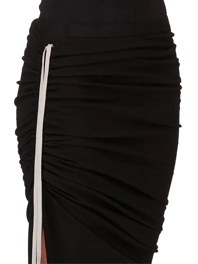 RICK OWENS FW25 CONCORDIANS EDFU ROK IN ZWARTE DUBBEL GEBORSTELDE JERSEY DS02E7337JDB-09 RICK OWENS FW25 CONCORDIANS EDFU ROK IN ZWARTE DUBBEL GEBORSTELDE JERSEY DS02E7337JDB-09