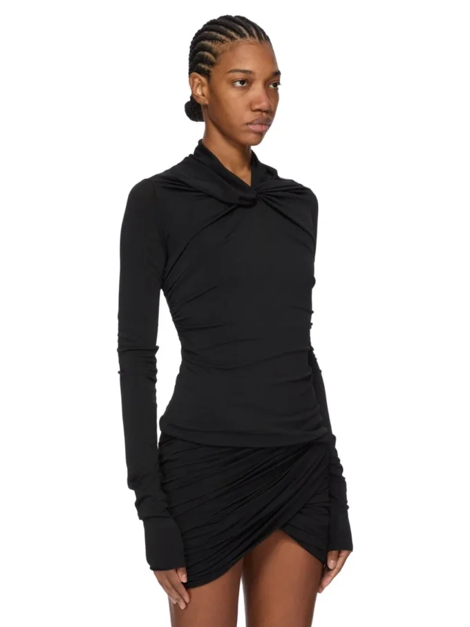 RICK OWENS FW25 CONCORDIANS KAIRO LS TOP IN ZWARTE VISCOSE CREPE JERSEY LI02E3212CVI-09 RICK OWENS FW25 CONCORDIANS KAIRO LS TOP IN ZWARTE VISCOSE CREPE JERSEY LI02E3212CVI-09