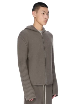 RICK OWENS FW25 CONCORDIANS PRECOLLECTION HOODIE MET RITS IN DUST LAS PALMAS CASHMERE BREIWERK. RU02E1666KLWS-34 RICK OWENS FW25 CONCORDIANS PRECOLLECTION HOODIE MET RITS IN DUST LAS PALMAS CASHMERE BREIWERK. RU02E1666KLWS-34
