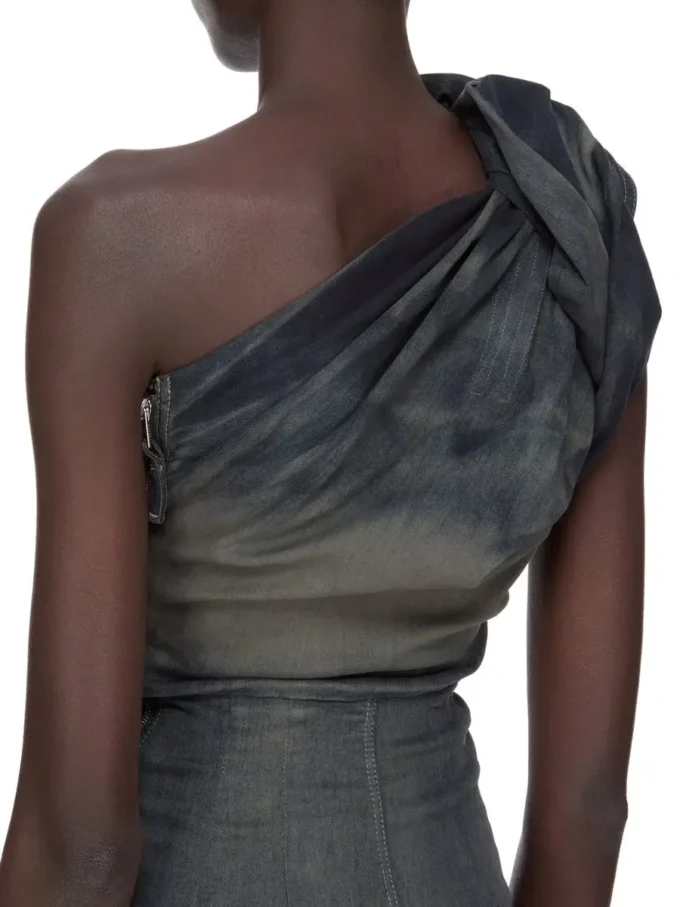 RICK OWENS FW25 CONCORDIANS TWIST JURK IN DRKDUST DEGRADE SLUB STRETCH DENIM. RP02E4521SDKDEG-78D RICK OWENS FW25 CONCORDIANS TWIST JURK IN DRKDUST DEGRADE SLUB STRETCH DENIM. RP02E4521SDKDEG-78D